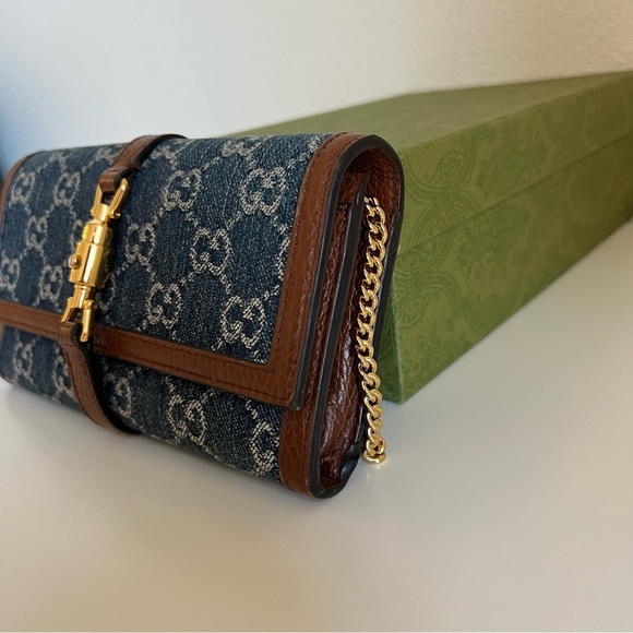 GUCCI Jackie 1961 Denim Wallet On Chain / GUCCI Jackie Bag - Picture 6 of 8